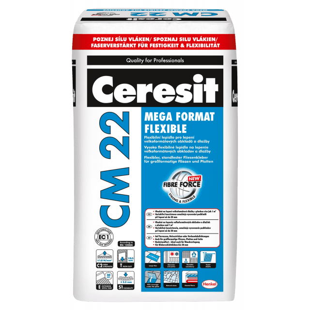 CERESIT CM 22 MEGA FORMAT FLEXIBLE Высокоэластичная клеющая смесь для плитки большого формата, 25 кг