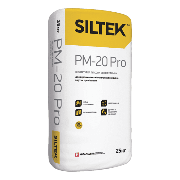 Штукатурка гипсовая универсальная SILTEK PМ-20 PRO, 25 кг